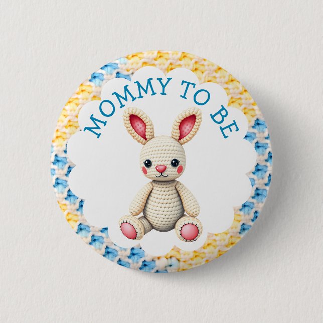 Macaron Rond 5 Cm Mommy to Be | Boy's Baby Shower (Devant)
