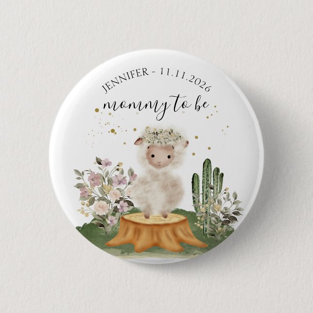 Macaron Rond 5 Cm Mommy to be Sheep woodland animal (Devant)