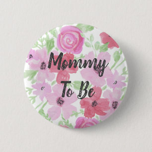 Macaron Rond 5 Cm Mommy to Be Watercolor Baby shower Floral