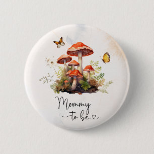 Macaron Rond 5 Cm Mommy to be-Whimsical Mushroom aquarelle baButton