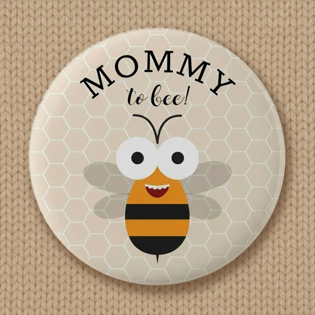 Macaron Rond 5 Cm Mommy to Bee, Baby Shower Honey Bee Button (Créateur téléchargé)