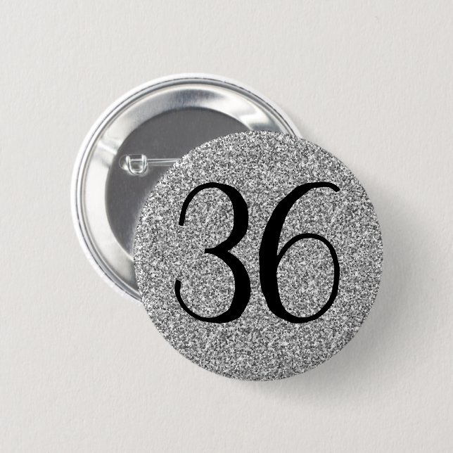 Macaron Rond 5 Cm Mon Anniversaire Parties scintillant Argent Classi (Devant & derrière)