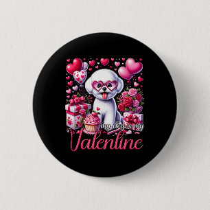 Macaron Rond 5 Cm Mon Bichon Frise est mon Saint-Valentin Amoureux d