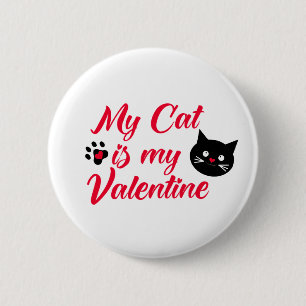 Macaron Rond 5 Cm Mon chat est ma Saint Valentin