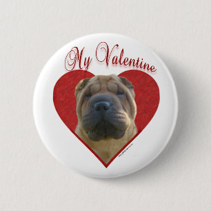 Macaron Rond 5 Cm Mon chinois Shar-Pei Valentine