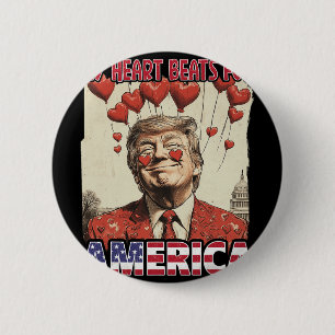 Macaron Rond 5 Cm Mon coeur bat pour l'Amérique Trump Saint-Valentin