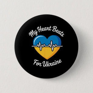 Macaron Rond 5 Cm Mon cœur bat pour le drapeau ukrainien Heart Ukrai