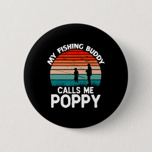Macaron Rond 5 Cm Mon Époux De Pêche M'Appelle Poppy Retro Vintage G