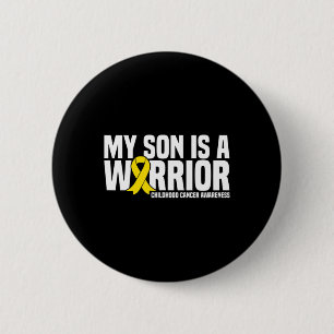 Macaron Rond 5 Cm Mon fils est un guerrier jaune Ruban Cancer de l'e