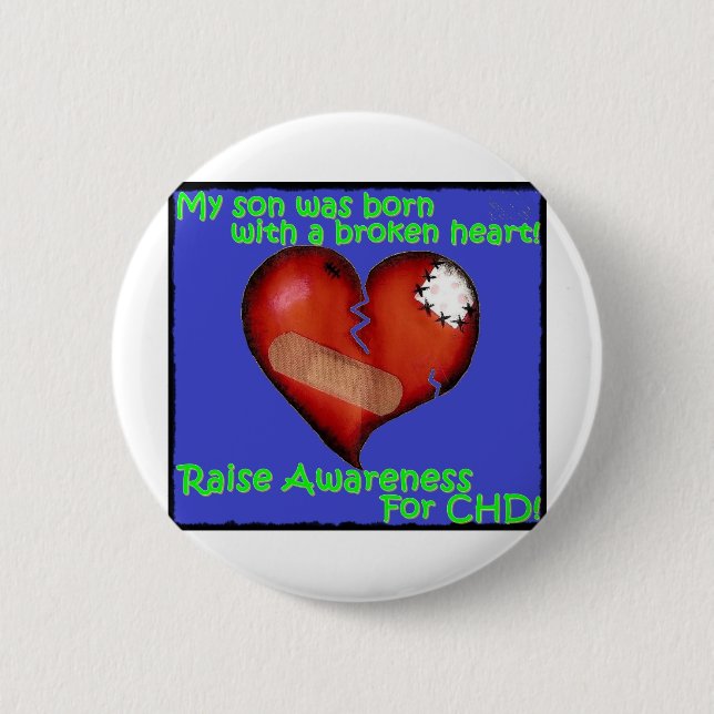 Macaron Rond 5 Cm Mon fils était né avec un coeur brisé (Devant)