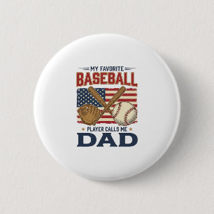 Macaron Rond 5 Cm Mon Joueur De Baseball Préféré M'appelle Papa Vint