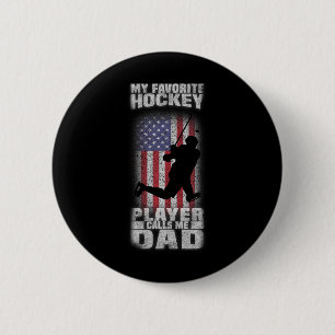 Macaron Rond 5 Cm Mon Joueur De Hockey Favori M'Appelle Papa Drôle