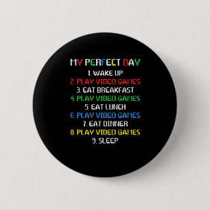 Macaron Rond 5 Cm Mon Jour Parfait Jeux Vidéo Amusant Cool Gamer Te