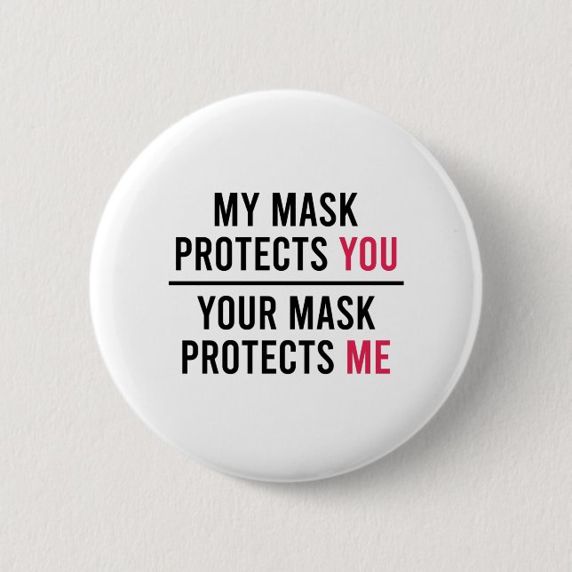 Macaron Rond 5 Cm Mon Masque Vous Protège, Votre Masque Me Protège (Devant)
