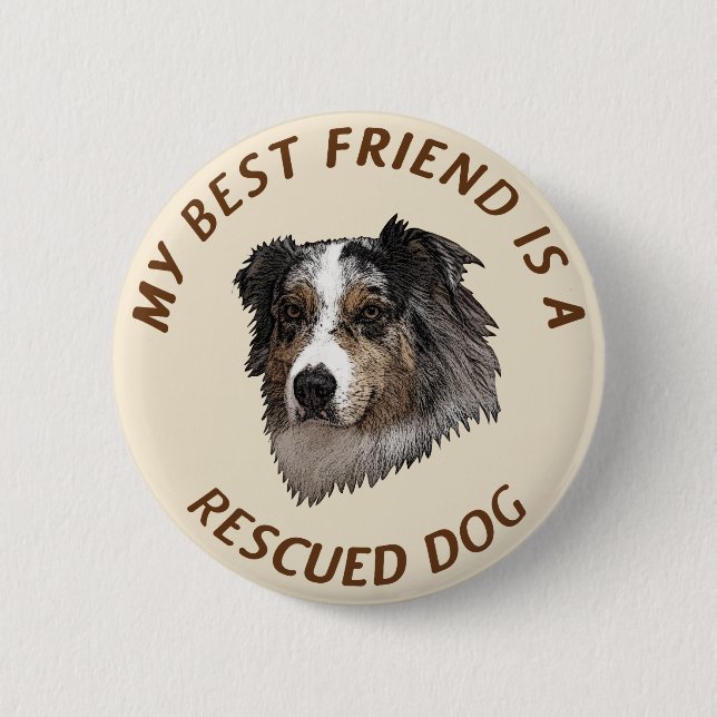 Macaron Rond 5 Cm Mon meilleur ami (Australian Shepherd) (Devant)