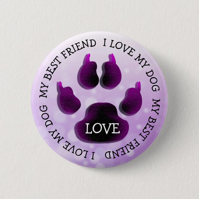 Macaron Rond 5 Cm Mon meilleur ami Empreinte de patte chien canine b (Devant)