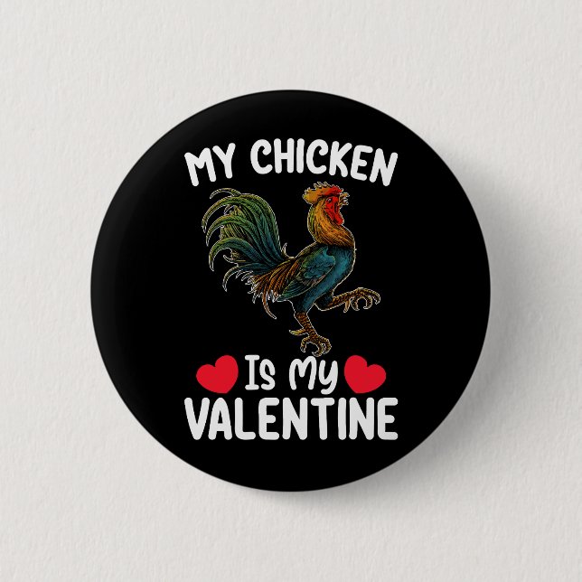 Macaron Rond 5 Cm Mon Poulet Est Mon Saint Valentin Farmants Agricul (Devant)