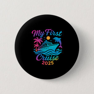 Macaron Rond 5 Cm Mon premier croisière 2025 Voyage de vacances en f