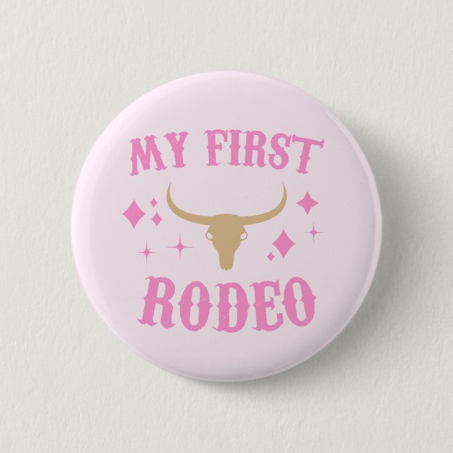 Macaron Rond 5 Cm Mon premier rodéo Western Cowgirl 1er premier anni (Devant)
