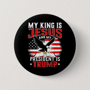 Macaron Rond 5 Cm Mon roi est Jésus et mon président est Trump