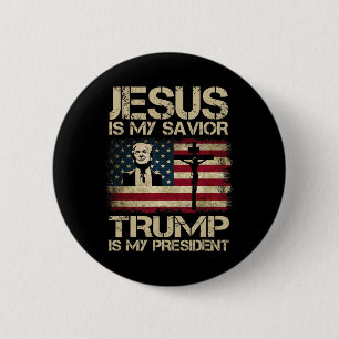 Macaron Rond 5 Cm Mon Sauveur Trump Est Mon Président Trump 2024 Éta