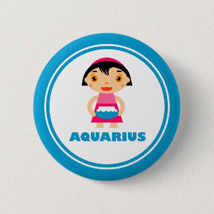 Macaron Rond 5 Cm Mon signe zodiaque est Aquarius