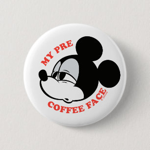 Macaron Rond 5 Cm Mon visage de Mickey Mouse avant le café