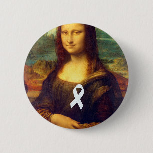 Macaron Rond 5 Cm Mona Lisa Au Ruban Blanc