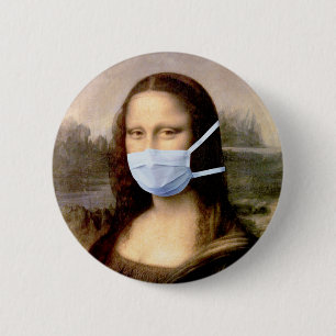 Macaron Rond 5 Cm Mona Lisa avec Masque Da Vinci se Payant la Tête d
