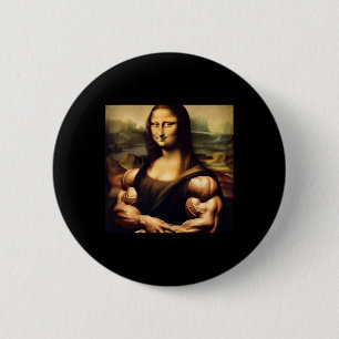 Macaron Rond 5 Cm Mona Lisa Bodybuilding Drôle cadeau