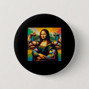 Macaron Rond 5 Cm Mona Lisa Bodybuilding Funny Cadeau 2