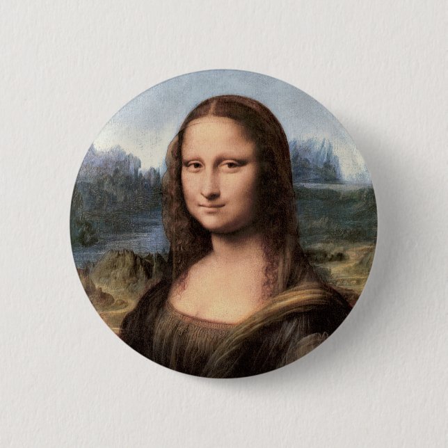 Macaron Rond 5 Cm Mona Lisa Portrait / Peinture (Devant)