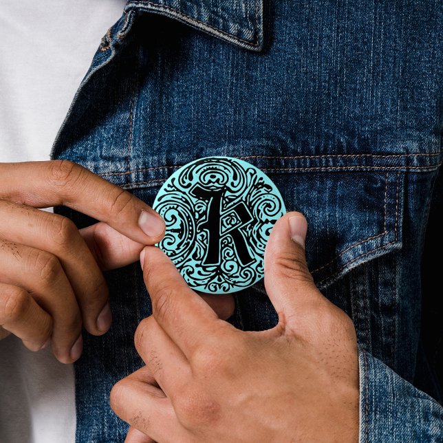 Macaron Rond 5 Cm Monarchie "K" (Pinback button badge Monarchia letter K fancy font button)