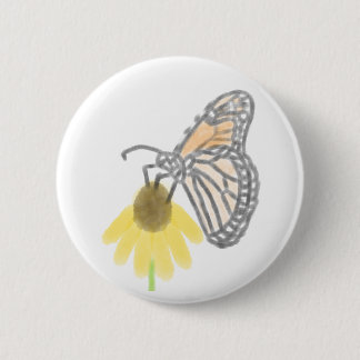 Macaron Rond 5 Cm Monarque papillon et Black Eyed Susan