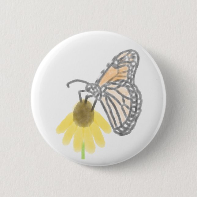 Macaron Rond 5 Cm Monarque papillon et Black Eyed Susan (Devant)