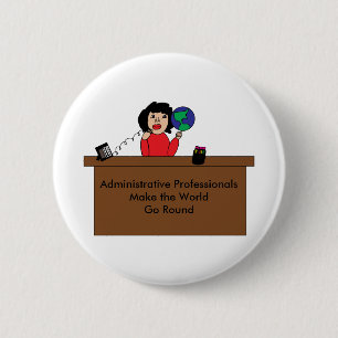 Macaron Rond 5 Cm Monde Professionnel Administratif (Cheveux Sombres