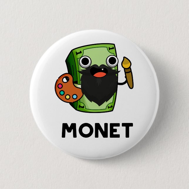 Macaron Rond 5 Cm Monet Cute Artiste Argent Pun (Devant)