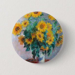 Macaron Rond 5 Cm Monet France Bouquet Tournesols Impressionniste Pe