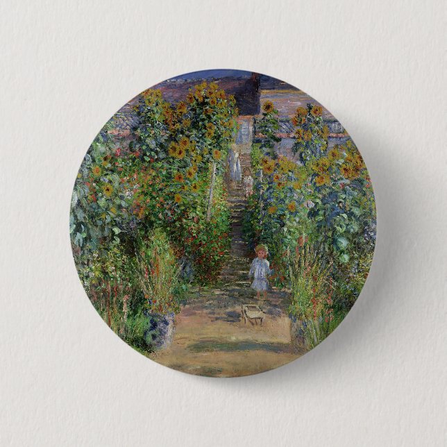 Macaron Rond 5 Cm Monet Garden Vetheuil Impressionim Peinture (Devant)