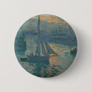 Macaron Rond 5 Cm Monet Sunrise Marine Impressionnisme peinture