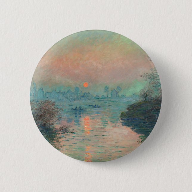 Macaron Rond 5 Cm Monet Sunset Seine Beaux-Art Impressionnisme (Devant)