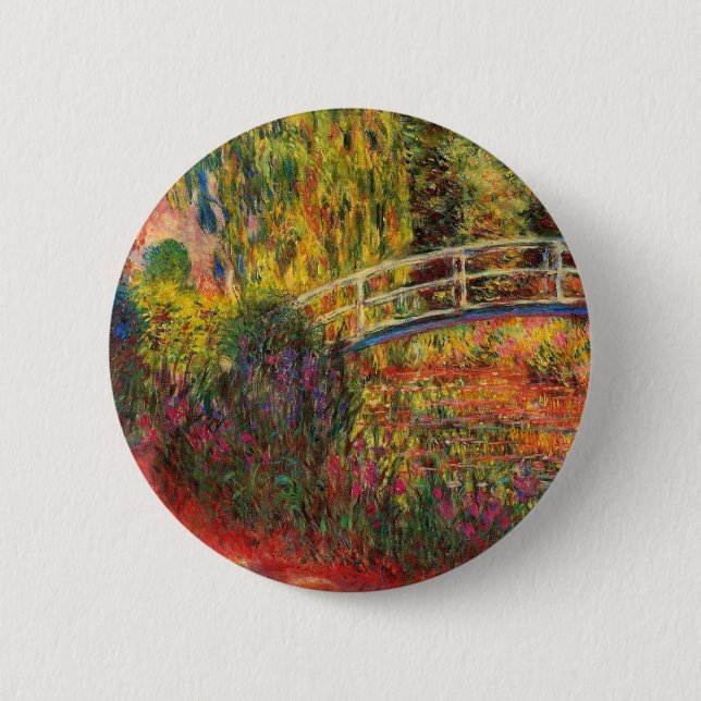 Macaron Rond 5 Cm Monet Water Lily Pond et Water Irises (Devant)