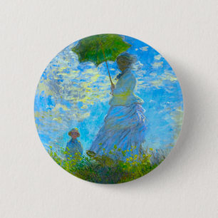 Macaron Rond 5 Cm Monet Woman avec un parasol