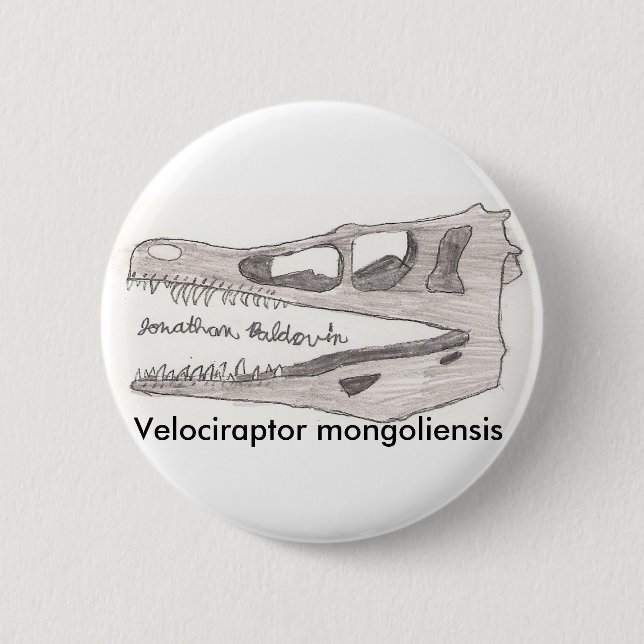 Macaron Rond 5 Cm Mongoliensis de Velociraptor (Devant)
