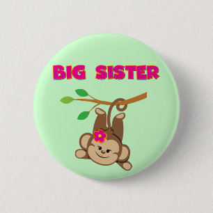 Macaron Rond 5 Cm Monkey Big Sister