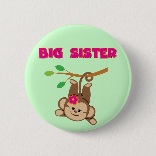 Macaron Rond 5 Cm Monkey Big Sister (Devant)