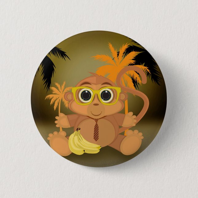 Macaron Rond 5 Cm Monkey Nerd (Devant)