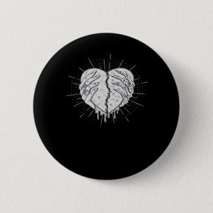 Macaron Rond 5 Cm Monochrome Squelette Main Avec Coeur Classique