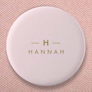 Macaron Rond 5 Cm Monogram Blush   Elegant Gold Minimum