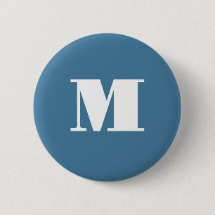 Macaron Rond 5 Cm Monogram Solide Blue Pastel Minimaliste Profession
